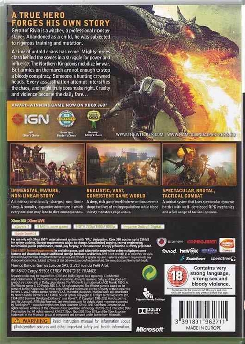 The Witcher 2 Assassins of Kings Enhanced Edition - XBOX 360 (B Grade) (Genbrug)